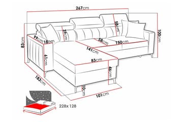 Galbally 3-seters hjørnesovesofa - Møbler - Sofaer - Sovesofaer