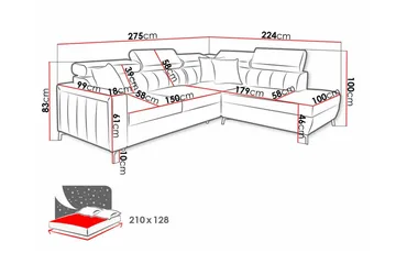 Galbally 3-seters hjørnesovesofa - Møbler - Sofaer - Sovesofaer