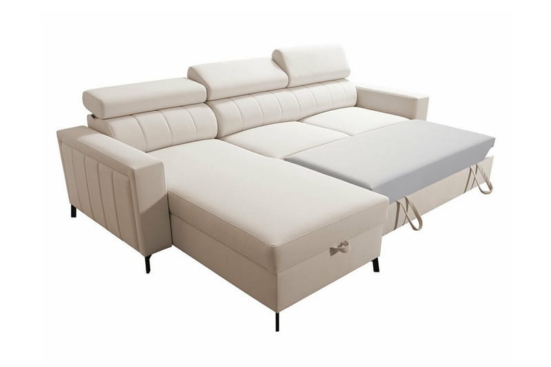 Galbally 3-sits Hörnbäddsoffa Beige Creme - Møbler - Sofaer - Sovesofaer