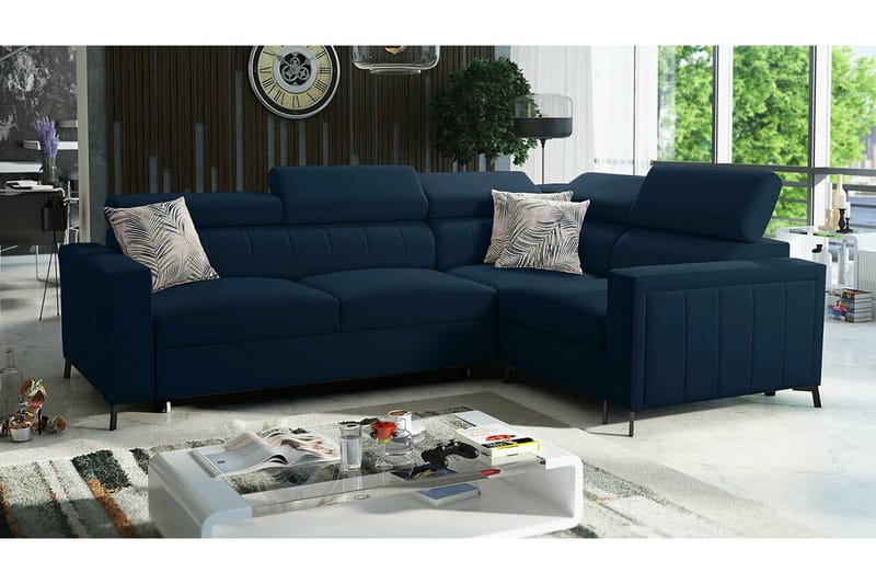 Galbally 3-sits Hörnbäddsoffa Dark blue - Møbler - Sofaer - Sovesofaer