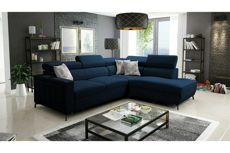 Galbally 3-sits Hörnbäddsoffa Dark blue - Møbler - Sofaer - Sovesofaer