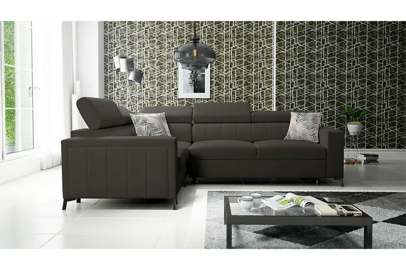 Galbally 3-sits Hörnbäddsoffa Dark brown - Møbler - Sofaer - Sovesofaer
