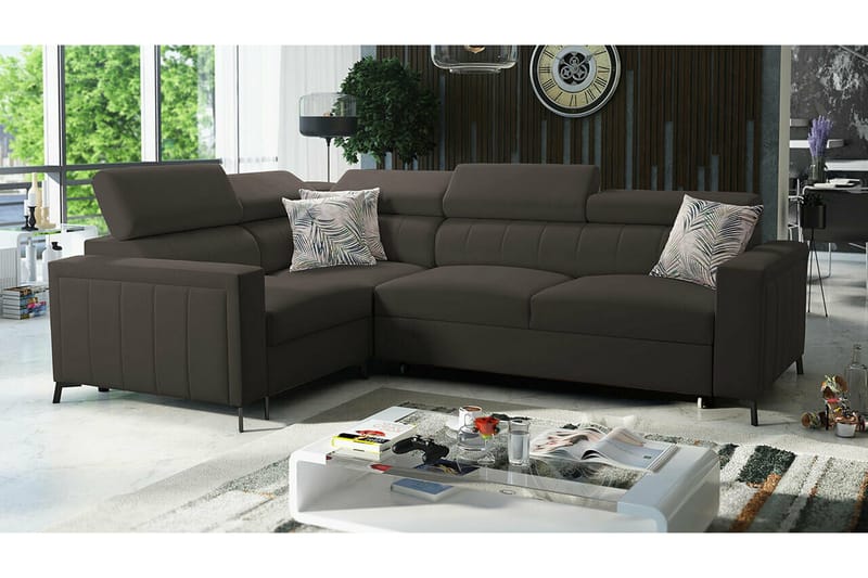 Galbally 3-sits Hörnbäddsoffa Dark brown - Møbler - Sofaer - Sovesofaer