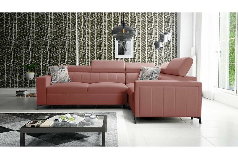 Galbally 3-sits Hörnbäddsoffa Dark pink - Møbler - Sofaer - Sovesofaer