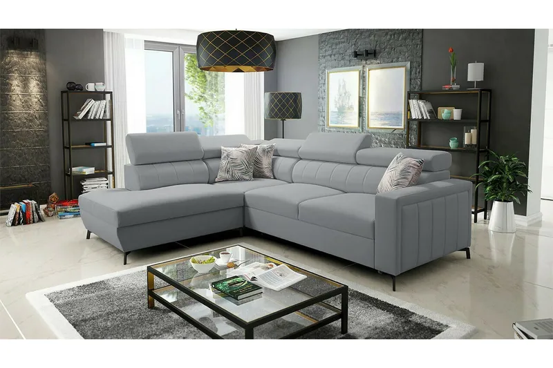 Galbally 3-sits Hörnbäddsoffa Light grey - Møbler - Sofaer - Sovesofaer