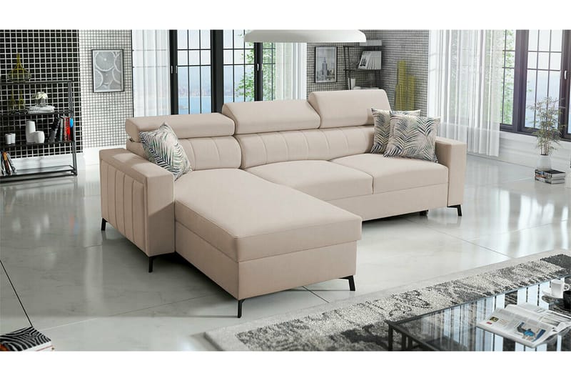Galbally 3-sits Hörnbäddsoffa NO_BRAND Beige Creme - Møbler - Sofaer - Sovesofaer
