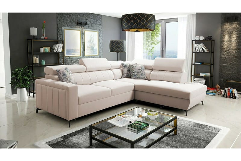 Galbally 3-sits Hörnbäddsoffa NO_BRAND beige - Møbler - Sofaer - Sovesofaer