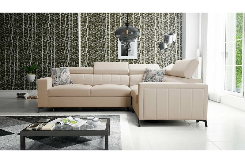 Galbally 3-sits Hörnbäddsoffa NO_BRAND beige - Møbler - Sofaer - Sovesofaer