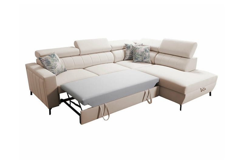 Galbally 3-sits Hörnbäddsoffa NO_BRAND Beige/Light beige - Møbler - Sofaer - Sovesofaer