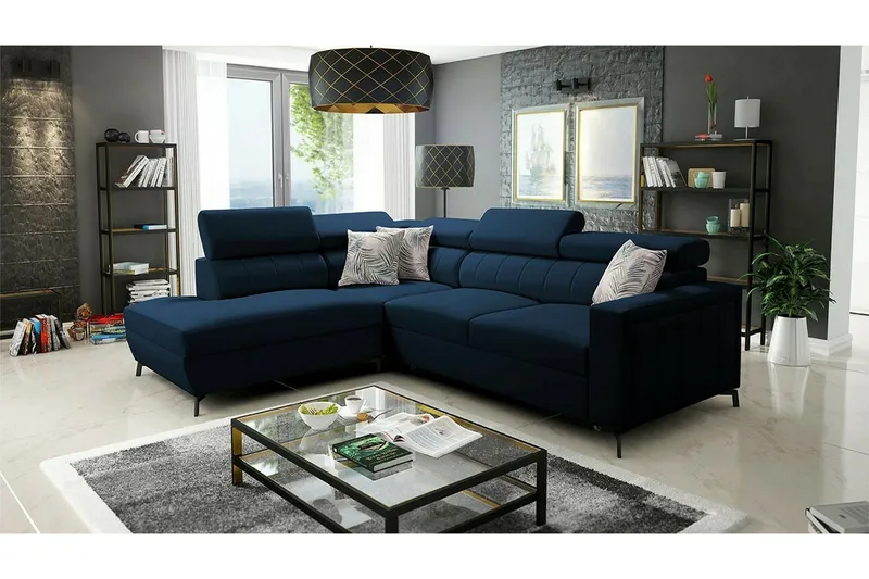 Galbally 3-sits Hörnbäddsoffa NO_BRAND Dark blue - Møbler - Sofaer - Sovesofaer