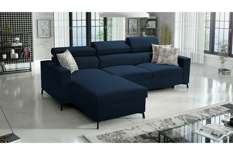 Galbally 3-sits Hörnbäddsoffa NO_BRAND Dark blue - Møbler - Sofaer - Sovesofaer