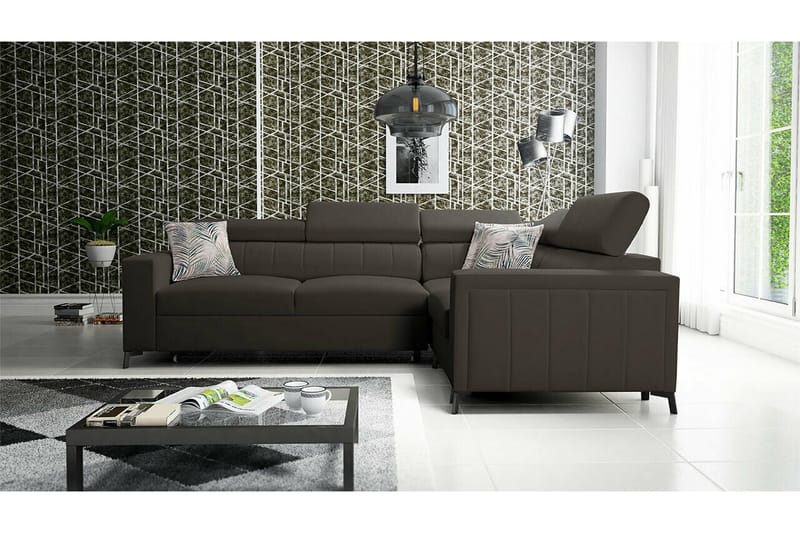 Galbally 3-sits Hörnbäddsoffa NO_BRAND Dark brown - Møbler - Sofaer - Sovesofaer