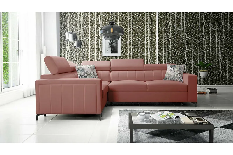 Galbally 3-sits Hörnbäddsoffa Pink - Møbler - Sofaer - Sovesofaer