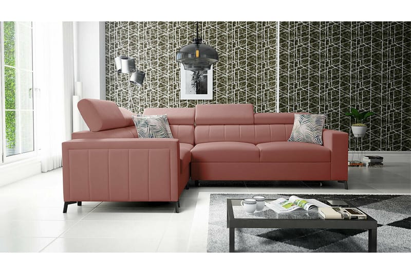 Galbally 3-sits Hörnbäddsoffa Pink - Møbler - Sofaer - Sovesofaer