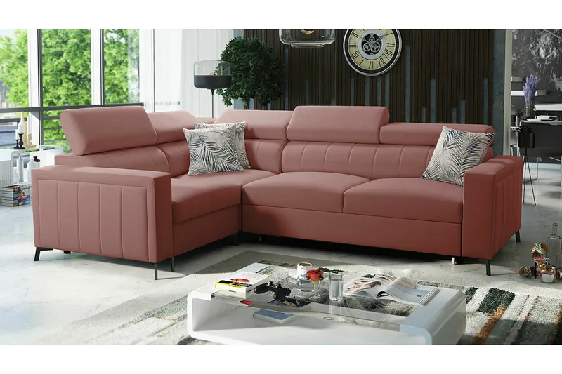 Galbally 3-sits Hörnbäddsoffa Pink - Møbler - Sofaer - Sovesofaer