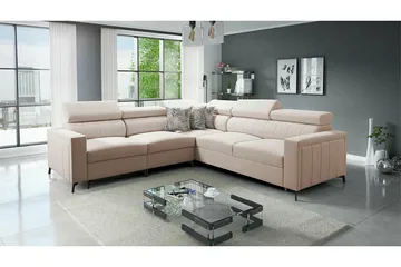 Galbally 4-seter L-formet Sovesofa med Oppbevaring i Stoff - Beige - Møbler - Sofaer - Sovesofaer
