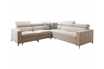 Galbally 4-seter L-formet Sovesofa med Oppbevaring i Stoff - Beige - Møbler - Sofaer - Sovesofaer