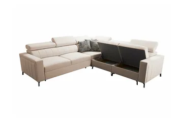 Galbally 4-seter L-formet Sovesofa med Oppbevaring i Stoff - Beige - Møbler - Sofaer - Sovesofaer