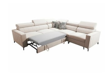 Galbally 4-seter Sovesofa 128x210 cm med Oppbevaring i Fløyel - Beige - Møbler - Sofaer - Sovesofaer