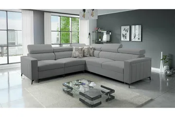 Galbally 4-seter Sovesofa 128x210 cm med Oppbevaring i Fløyel - Grå - Møbler - Sofaer - Sovesofaer