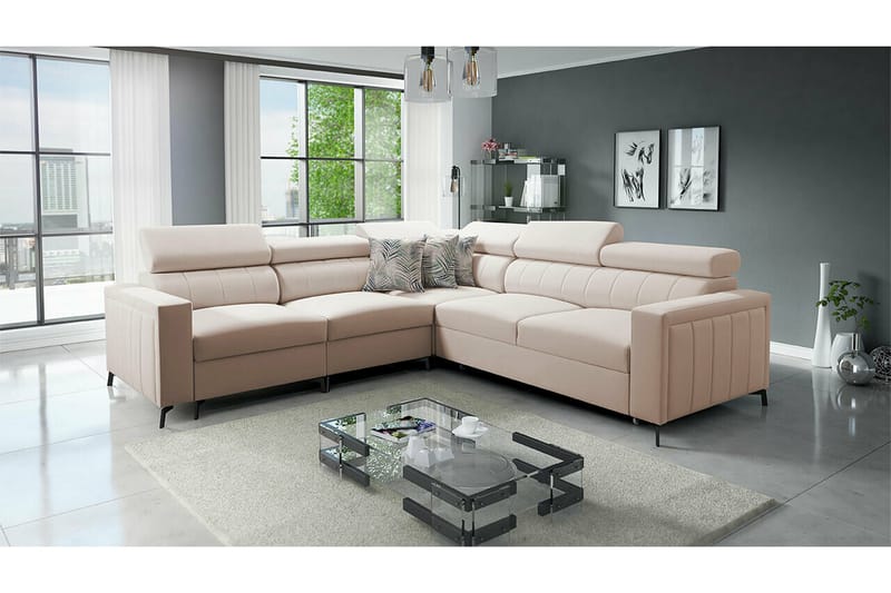 Galbally 4-seters Hjørnesovesofa - Beige - Møbler - Sofaer - Sovesofaer
