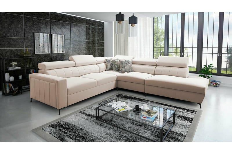 Galbally 4-seters Hjørnesovesofa - Beige - Møbler - Sofaer - Sovesofaer