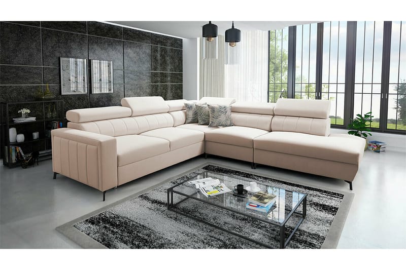 Galbally 4-seters Hjørnesovesofa - Beige - Sovesofaer - Hjørnesovesofa