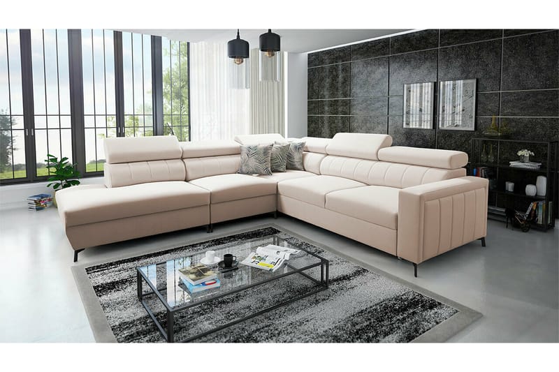 Galbally 4-seters Hjørnesovesofa - Beige - Sovesofaer - Hjørnesovesofa