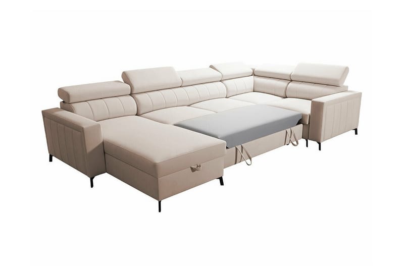 Galbally 4-seters Hjørnesovesofa - Beige/Lys Beige - Sovesofaer - Hjørnesovesofa