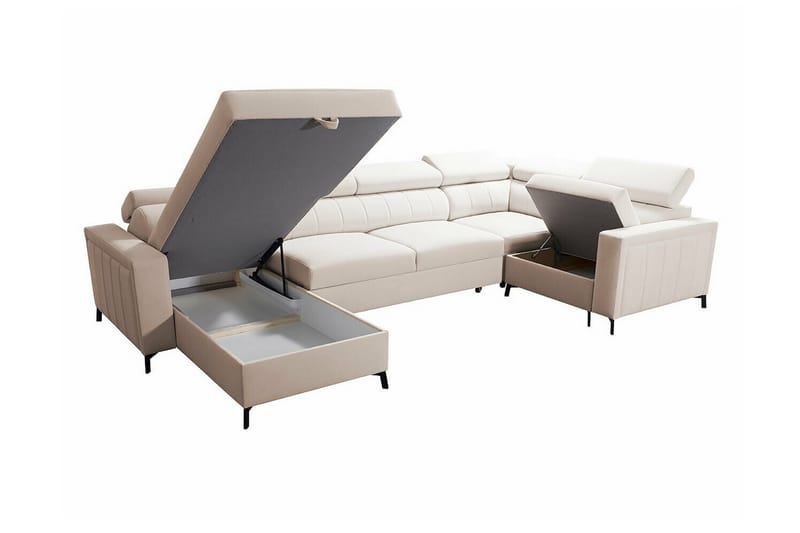 Galbally 4-seters Hjørnesovesofa - Beige/Lys Beige - Sovesofaer - Hjørnesovesofa