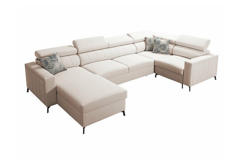 Galbally 4-seters Hjørnesovesofa - Beige/Lys Beige - Sovesofaer - Hjørnesovesofa