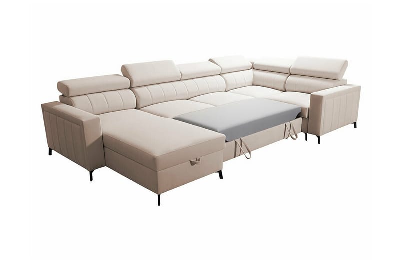 Galbally 4-seters Hjørnesovesofa - Beige/Lys Beige - Sovesofaer - Hjørnesovesofa