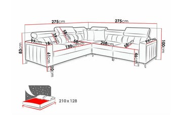 Galbally 4-seters Hjørnesovesofa - Lysegrå - Møbler - Sofaer - Sovesofaer