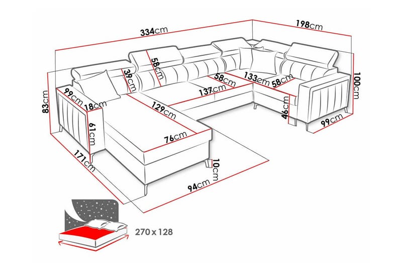 Galbally 4-seters Hjørnesovesofa - Lysegrå - Møbler - Sofaer - Sovesofaer