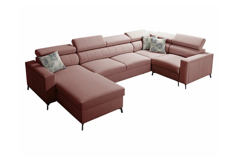 Galbally 4-seters Hjørnesovesofa - Lyserosa - Møbler - Sofaer - Sovesofaer