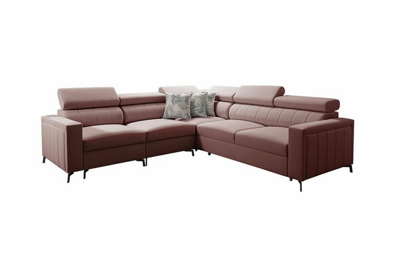 Galbally 4-seters Hjørnesovesofa - Mørkerosa - Møbler - Sofaer - Sovesofaer