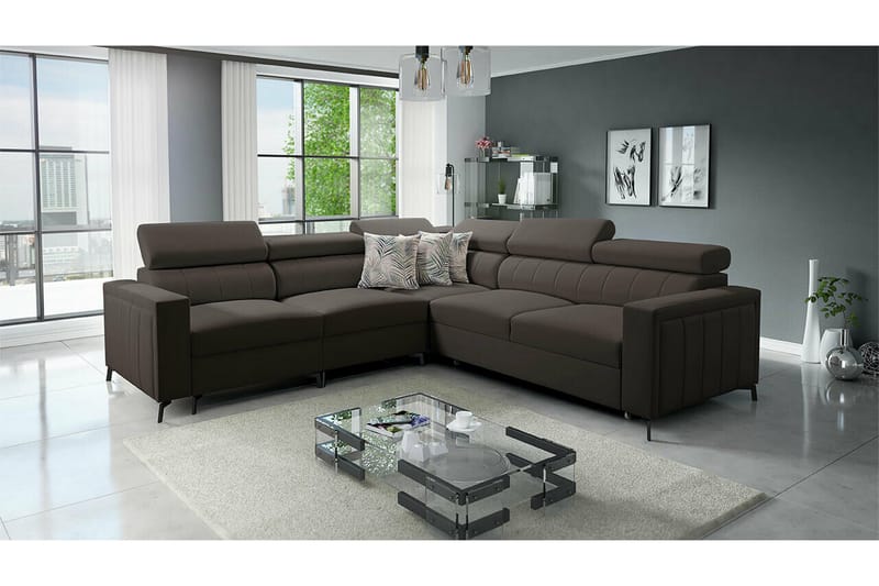 Galbally 4-seters Hjørnesovesofa - Svart - Møbler - Sofaer - Sovesofaer