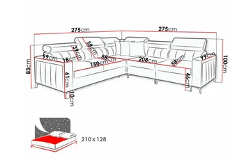 Galbally 4-seters hjørnesovesofa - Møbler - Sofaer - Sovesofaer