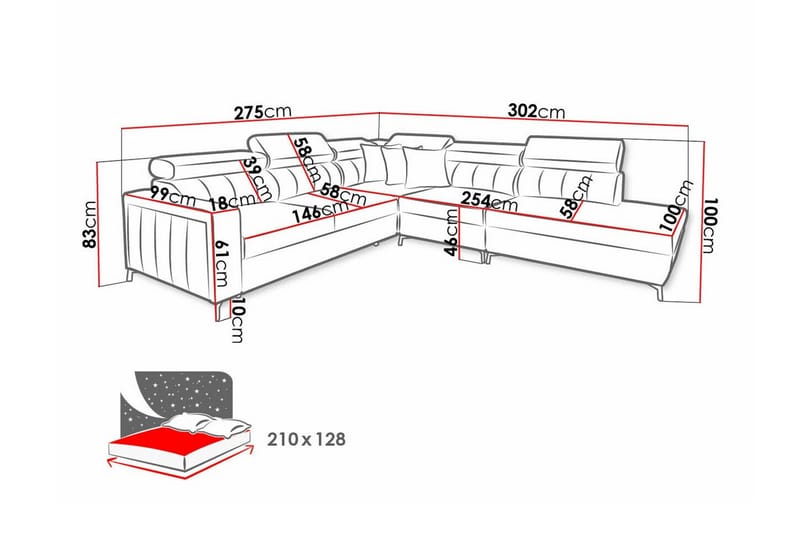 Galbally 4-sits Hörnbäddsoffa beige - Møbler - Sofaer - Sovesofaer