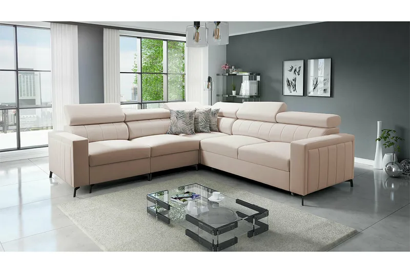 Galbally 4-sits Hörnbäddsoffa beige - Møbler - Sofaer - Sovesofaer