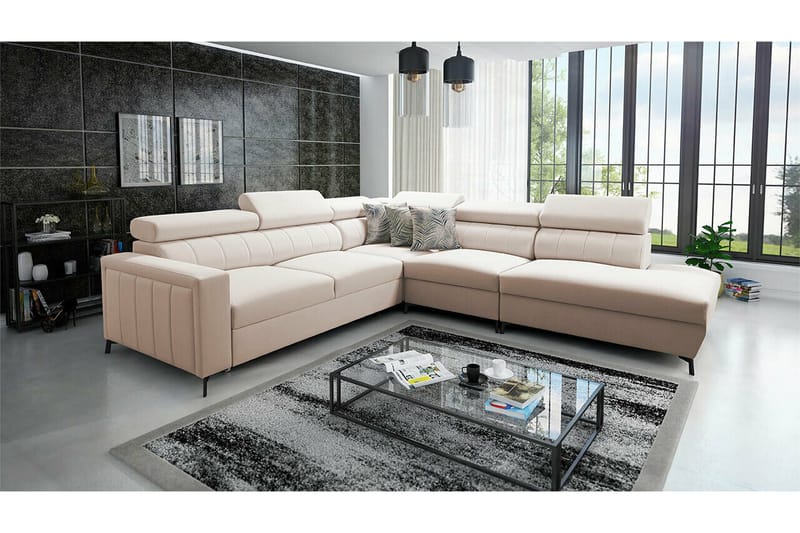 Galbally 4-sits Hörnbäddsoffa beige - Møbler - Sofaer - Sovesofaer
