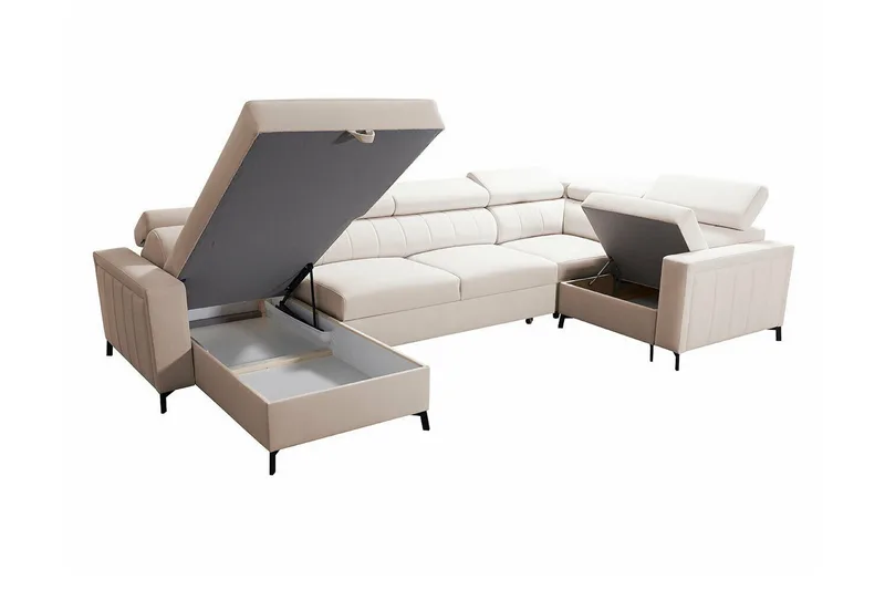 Galbally 4-sits Hörnbäddsoffa Beige/Light beige - Møbler - Sofaer - Sovesofaer