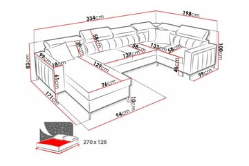 Galbally 4-sits Hörnbäddsoffa Dark blue - Møbler - Sofaer - Sovesofaer