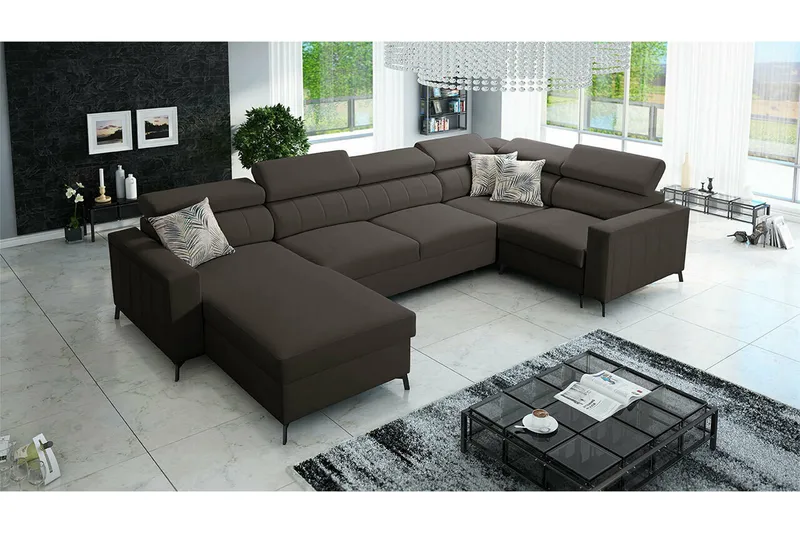 Galbally 4-sits Hörnbäddsoffa Dark grey - Møbler - Sofaer - Sovesofaer