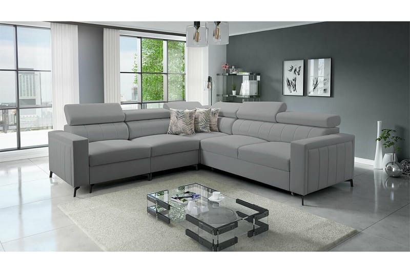 Galbally 4-sits Hörnbäddsoffa Ljusgrå - Møbler - Sofaer - Sovesofaer