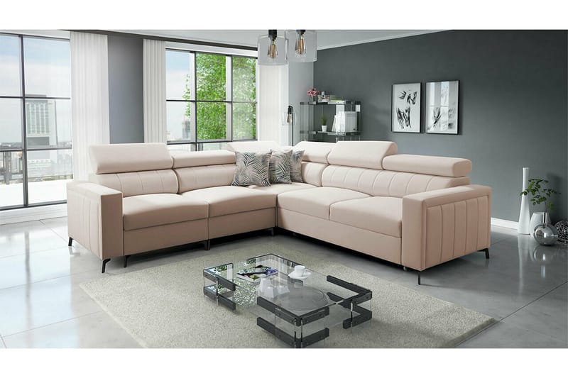 Galbally 4-sits Hörnbäddsoffa NO_BRAND beige - Møbler - Sofaer - Sovesofaer