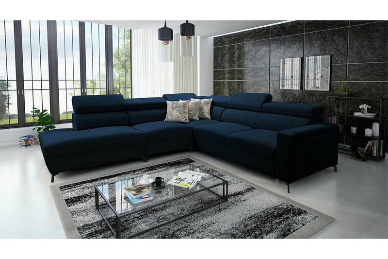 Galbally 4-sits Hörnbäddsoffa NO_BRAND Dark blue - Møbler - Sofaer - Sovesofaer