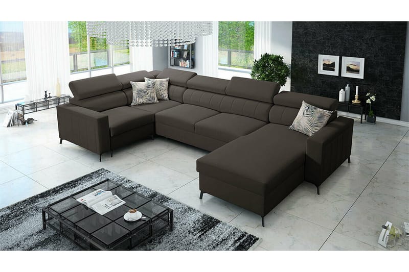 Galbally 4-sits Hörnbäddsoffa NO_BRAND Dark brown - Møbler - Sofaer - Sovesofaer