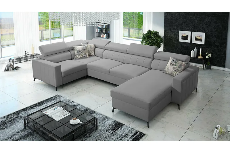 Galbally 4-sits Hörnbäddsoffa NO_BRAND Light grey - Møbler - Sofaer - Sovesofaer