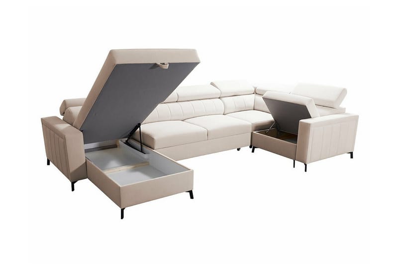 Galbally 4-sits Hörnbäddsoffa NO_BRAND Light pink - Møbler - Sofaer - Sovesofaer